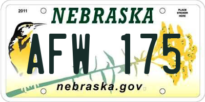 NE license plate AFW175