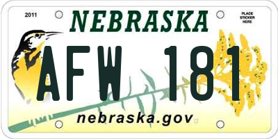 NE license plate AFW181