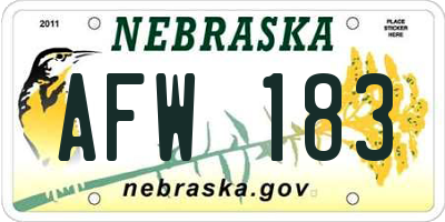 NE license plate AFW183