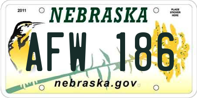 NE license plate AFW186
