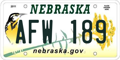 NE license plate AFW189