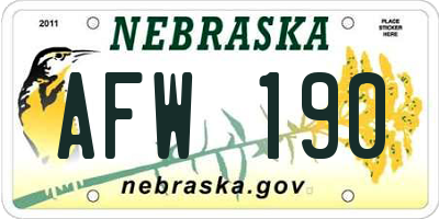 NE license plate AFW190