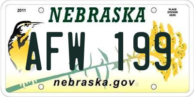 NE license plate AFW199