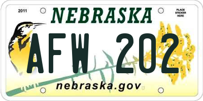 NE license plate AFW202