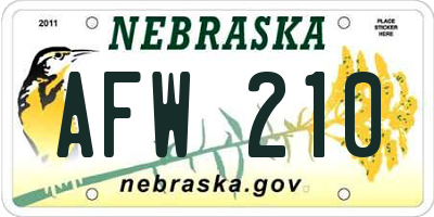 NE license plate AFW210