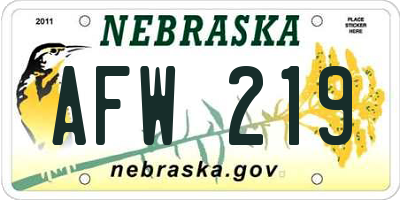 NE license plate AFW219