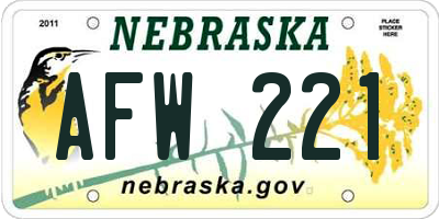 NE license plate AFW221