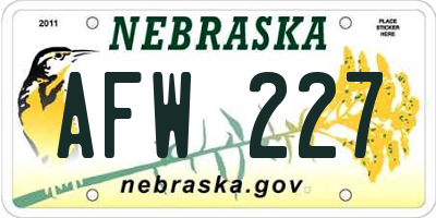 NE license plate AFW227