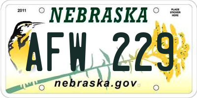 NE license plate AFW229