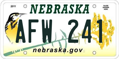 NE license plate AFW241