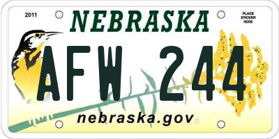 NE license plate AFW244