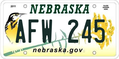 NE license plate AFW245
