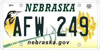 NE license plate AFW249