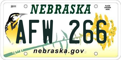NE license plate AFW266