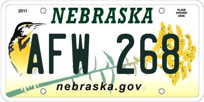 NE license plate AFW268