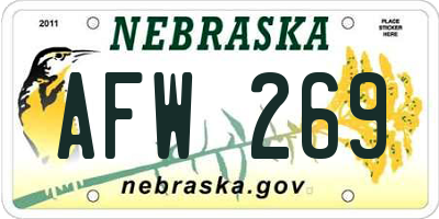 NE license plate AFW269