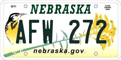 NE license plate AFW272