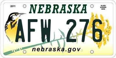 NE license plate AFW276