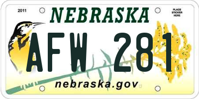 NE license plate AFW281