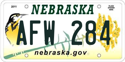 NE license plate AFW284