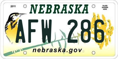 NE license plate AFW286
