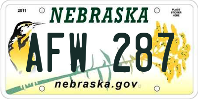 NE license plate AFW287