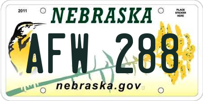 NE license plate AFW288