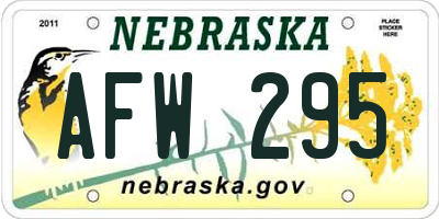 NE license plate AFW295