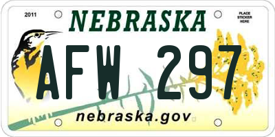 NE license plate AFW297
