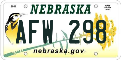 NE license plate AFW298