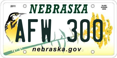 NE license plate AFW300