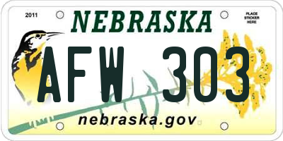 NE license plate AFW303