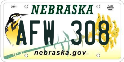 NE license plate AFW308