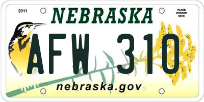 NE license plate AFW310