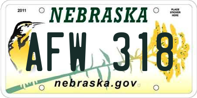 NE license plate AFW318