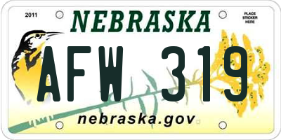 NE license plate AFW319