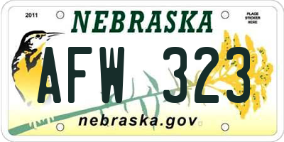 NE license plate AFW323