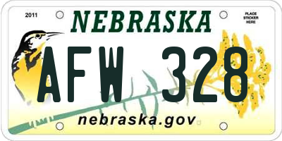 NE license plate AFW328