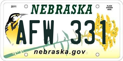 NE license plate AFW331