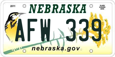 NE license plate AFW339