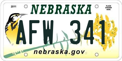 NE license plate AFW341