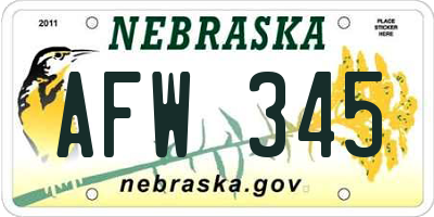 NE license plate AFW345