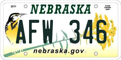 NE license plate AFW346