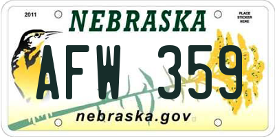 NE license plate AFW359