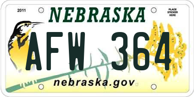 NE license plate AFW364