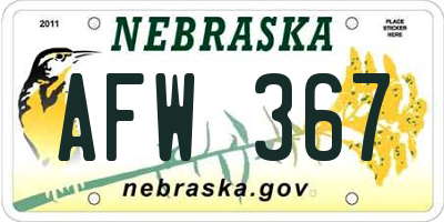 NE license plate AFW367