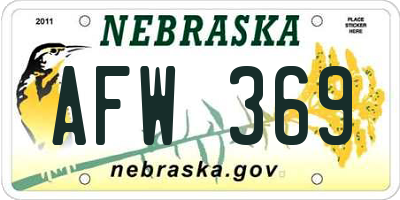 NE license plate AFW369