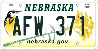 NE license plate AFW371