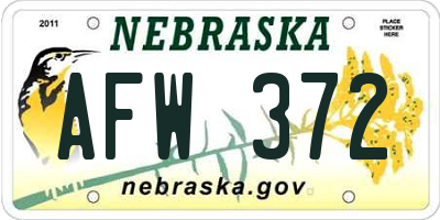 NE license plate AFW372