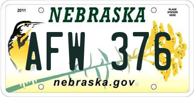 NE license plate AFW376